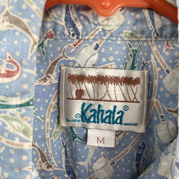 EUC Mens‎ Kahala Hawaiian Fishing Print Button Down - Medium - Picture 4 of 8